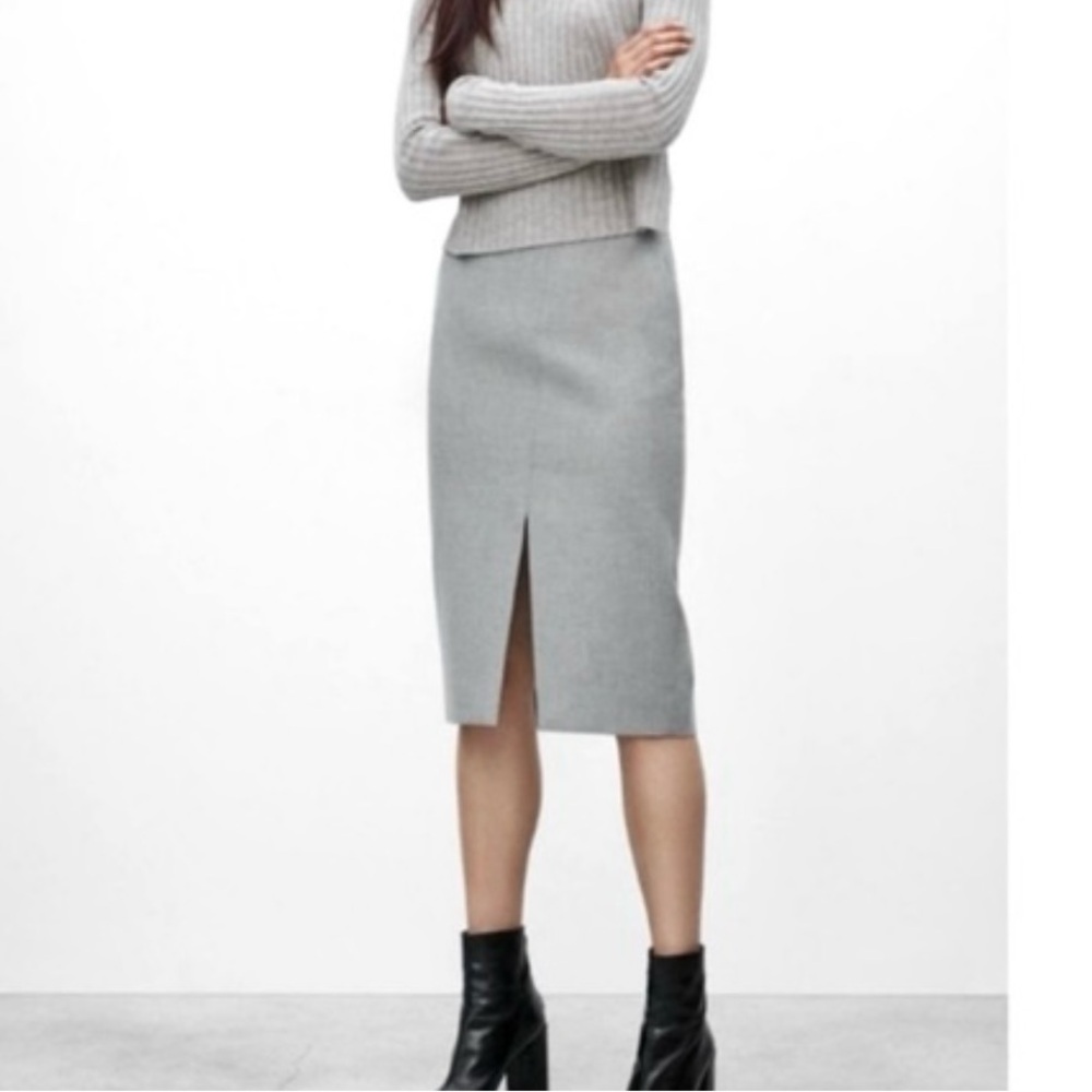 ARITZIA BABATON Jax Gray Double Slit Skirt NWT